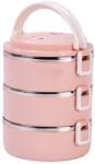 MagicHome Ételhordó MagicHome LB933, 3 részes, 3x 1500 ml, rózsaszín, 20x15x6, 2 cm