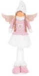 MagicHome Figura MagicHome, karácsonyi, angyal fehér szoknyával, szövet, rózsaszín-fehér, 29x13x59 cm