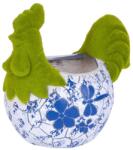 MagicHome Dekoráció MagicHome, Kakaska virágcseréppel, kék díszítéssel, kerámia, 34, 5x24x30, 5 cm