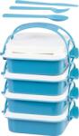 MagicHome Ételhordó MagicHome, szögletes, 4 részes, evőeszközzel, 4x 800 ml, 160x195x260 mm