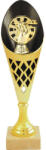  Darts serleg, márvány talpon, fekete, arany színben dartstáblával, 37 cm magas (készlet erejéig)