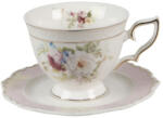 Clayre & Eef Porceláncsésze+alj rózsás 12x9x7/14x14x2cm/200ml