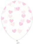 PartyDeco Átlátszó lufi világos rózsaszín szívecskékkel