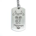 R.M. ékszer Legjobb Nagypapa acél szögletes medálos kulcstartó (12976-RM-D)