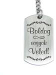 R.M. ékszer Boldog vagyok veled acél medálos kulcstartó (13238-RM-D)