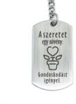 R.M. ékszer A szeretet egy növény: gondoskodást igényel - acél kulcstartó (13708-RM-D)