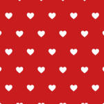 Takoy Anyag fürdőruhára UV/klór védelemmel piros alapon 2 cm-es fehér szívecskék