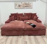 MobAmbient Canapea fixă cu perne, structură din lemn și material plușat, roz - model COZY Canapea
