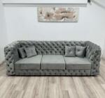 MobAmbient Canapea fixă 3 locuri, stil Chesterfield, gri - model GENEVA Canapea