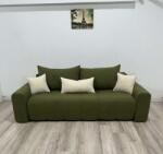 MobAmbient Canapea extensibilă cu ladă depozitare, stofă buclată, kaki- model MADEIRA Canapea