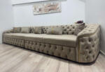 MobAmbient Canapea fixă stil Chesterfield 400 cm, nasturi aurii, cappuccino - model DIVA Canapea