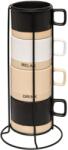 Secret De Gourmet Set 4 cani Luca, ceramica, 240 ml, suport metalic vertical negru