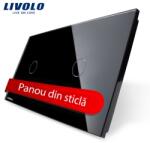 LIVOLO Panou intrerupator simplu+simplu cu touch Livolo din sticla SmartElectro IntelligentHouse (VL-P701/01-4B)