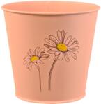  Cink vödör gyógynöv. cserép lakk. virágminta lazacszín 14, 6 x 16 cm