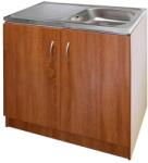  Komplett egymedencés mosogatós szekrény fehér korpusszal sötéttölgy fronttal (105481)