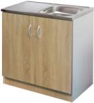  Komplett egymedencés mosogatós szekrény világos tölgy fronttal fehér korpusszal