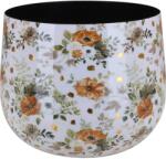  Kaspó Flora virágmintás 17 cm átmérő x 14 cm fehér-arany