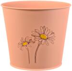  Cink vödör gyógynöv. cserép lakk. virágminta lazacszín 16 x 18, 5 cm