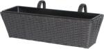  Balkonláda polirattan antracit-fekete 60 cm x 28 cm x 22 cm