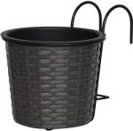  Polirattan balkonra rakható virágcserép antracit-fekete 19 cm x 19 cm x 22 cm