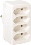  A fehér műanyagból készült, négyszeres Euro csatlakozó adapter négy dugós csatla