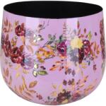  Kaspó Flora virágmintás 17 cm átmérő x 14 cm pink-arany