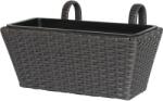  Balkonláda polirattan antracit-fekete 40 cm x 28 cm x 22 cm