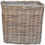  Természetes rattan szögletes cserép szürke műanyag béléssel 35 x 35 x 35 cm