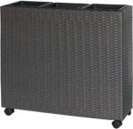  Virágláda görgőkkel polirattan antracit-fekete 82 cm x 28 cm x 72 cm