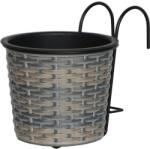  Polirattan balkonra rakható virágcserép antracit-bézs 19 cm x 19 cm x 22 cm