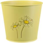  Cink vödör gyógynöv. cserép lakk. virágminta sárga 16 cm x 18, 5 cm