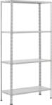  Nagy teherbírású polcállvány fém fehér horganyzott 150 cm x 75 cm x 30 cm (300333)