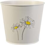  Cink vödör gyógynöv. cserép lakk. virágminta krémszín 16 x 18, 5 cm