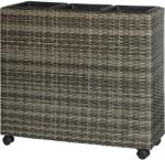  Virágláda görgőkkel polirattan antracit-szürke 82 cm x 28 cm x 72 cm
