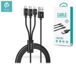 DEVIA Gracious Series 3in1 15W Lightning/microUSB/Type-C töltőkábel - 1, 2 m - fekete - coolmobile