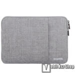 HAWEEL Tablet / Laptop UNIVERZÁLIS tok / táska - SZÜRKE - Szövet, bársony belső, 2 különálló zsebbel, ütődésálló, vízálló - ERŐS VÉDELEM! - 15"-os készülékekig használható, Külső méret: 370 x 265 x 20mm, Bel