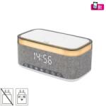 Somogyi Elektronic multimédia lejátszó és ébresztőóra, 2x5 Watt, Qi telefontöltés, Bluetooth TWS, FM rádió, LED kijelző, beépített akkumulátor (LTCR06)