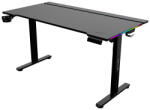The G-Lab Gamer Asztal - K DESK PLATINIUM (140x75cm, fém, pohár, fejhallgatótartó, fekete, motoros magasság áll. , RGB) (K-DESK-PLATINIUM) - scom