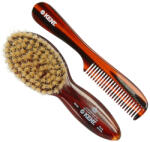 Kent Tortoiseshell Effect Soft Natural Bristle Baby Brush and Comb Set