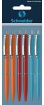 Schneider K15 Golyóstoll, különböző színek (narancssárga, piros, kék) kék színű tinta, 6db