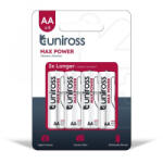 Uniross 1, 5V LR6/AA/ceruza tartós alkáli elem MAX POWER 4db/csomag (UMPAAPK4) (UMPAAPK4) - aqua