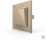 LIVOLO Intrerupator Dublu Mecanic Cap Scara LIVOLO cu Rama din Sticla Auriu (VL-2FCMKS-AP)