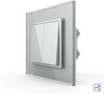 LIVOLO Intrerupator Dublu Mecanic Cap Cruce LIVOLO cu Rama din Sticla Gri (VL-2FCMM10A-I)