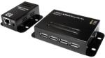 LogiLink USB-A 2.0 -> RJ45 CAT5 UTP F/F Extender Fekete 50m, 4 Portos USB Hubbal