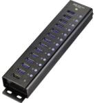 Renkforce 13+1 portos USB hub, alumínium, gyorstöltővel, falra szerelhető, Renkforce