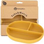 Petite&Mars Szilikon Ovális Tányér Tapadókorongos Rekesszel (8596202007753)