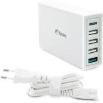 FANTEC QC3-A51 USB-C / 4x USB-A Hálózati Töltő - 40 W, Fehér