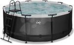 EXIT Toys Medence homokszűrős vízforgatóval Black Leather pool Exit Toys kerek acél medencekeret 360*122 cm fekete 6 évtől (ET30271220)