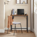 VASAGLE Ipari Stílusú Íróasztal Rusztikus Barna-Fekete Kompakt Méretben (EUZ-LWD038B01V1) - platinashop