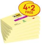 3M POSTIT Öntapadó jegyzettömb, 76x127 mm, 4+2x90 lap, 3M POSTIT "Super Sticky", kanári sárga (LP655SSCY42)